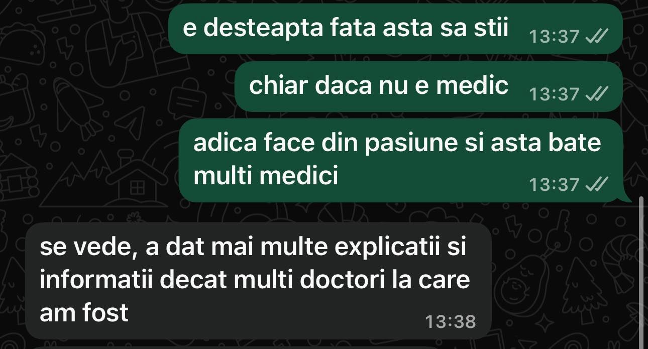 Feedback recent primit de la o clientă